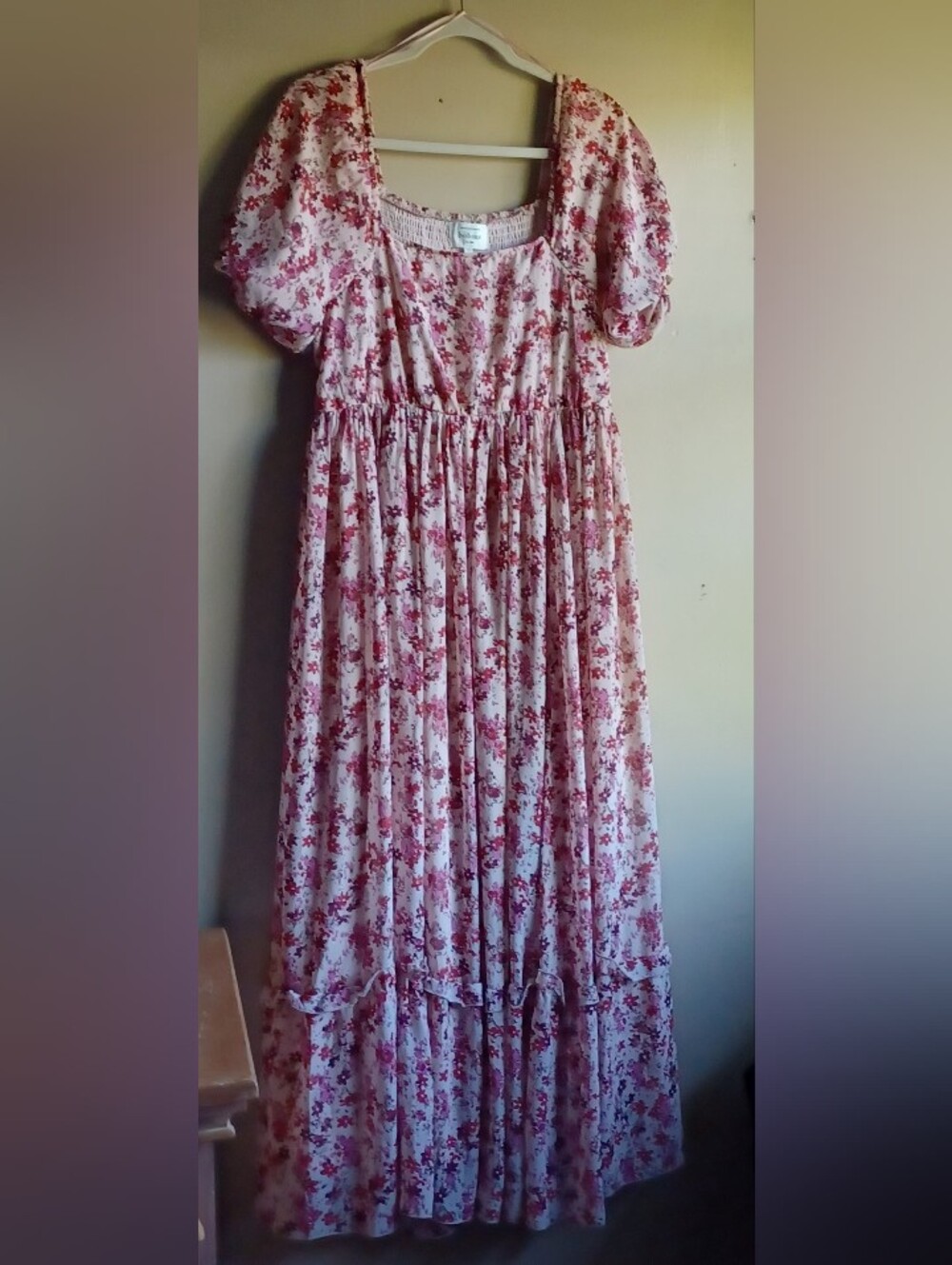 BOHME Floral Maxi Dress Short Sleeves M